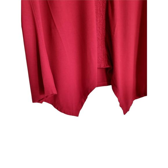 Adrianna Papell Tunic Top Women's Size M Red Knit 3/4 Sleeve Shark Bite Pullover - Picture 11 of 12
